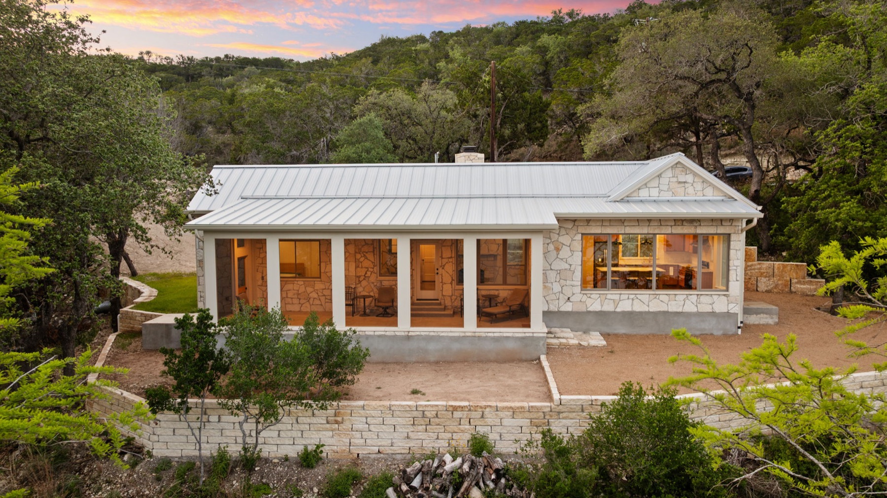Finished retreat overlooking its Central Texas homesite